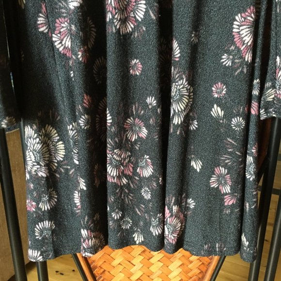 Whimsygoth Mock Neck Jersey Knit Swing Abstract Floral Mini Dress - Picture 7 of 15